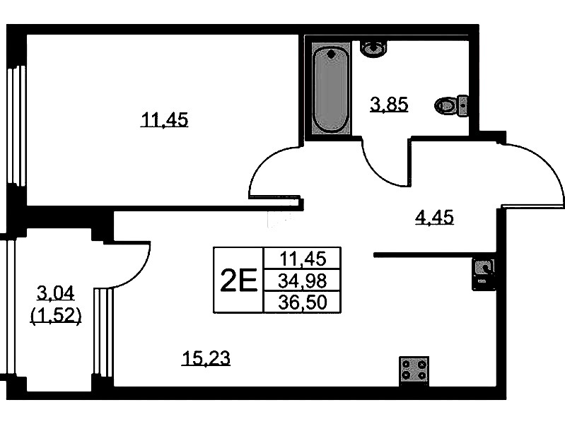 1-комнатная квартира 36.5 м², 12/15 эт., ЖК «GloraX Парголово»
